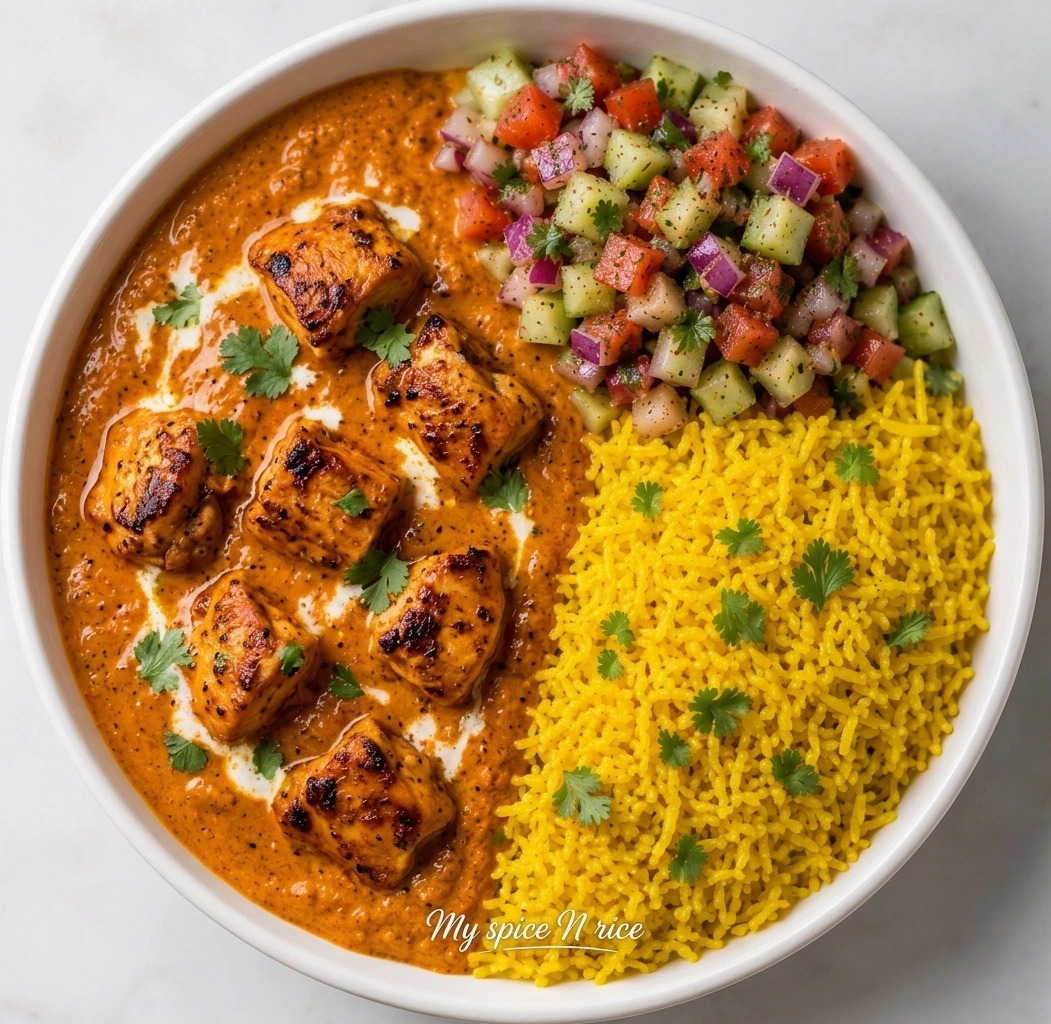 Chicken Tikka Masala Bowl — gluten free Indian rice bowl at My Spice N Rice SE Calgary
